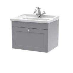 Classique Wall Mounted 1 Drawer Vanity Unit With Ceramic Basin 28 Classique Wall Mounted 1 Drawer Vanity Unit With Ceramic Basin -Home Luxe Studio 30910608