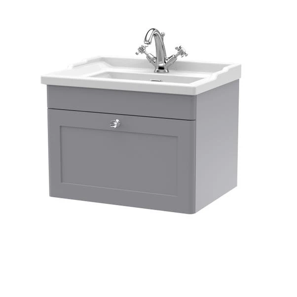 Classique Wall Mounted 1 Drawer Vanity Unit With Ceramic Basin 9 Classique Wall Mounted 1 Drawer Vanity Unit With Ceramic Basin - Image 7