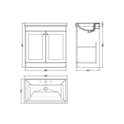 Classique Floor Standing 2 Door Vanity Unit With Basin -Home Luxe Studio 30910613 alt09