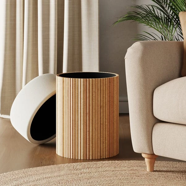 Amari Fluted Wooden Storage Footstool With Natural Flatweave Top 4 Amari Fluted Wooden Storage Footstool With Natural Flatweave Top - Image 2