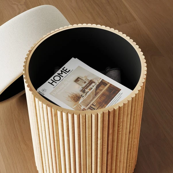 Amari Fluted Wooden Storage Footstool With Natural Flatweave Top 5 Amari Fluted Wooden Storage Footstool With Natural Flatweave Top - Image 3