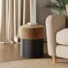 Amari Fluted Wooden Storage Footstool With Caramel Velvet Top