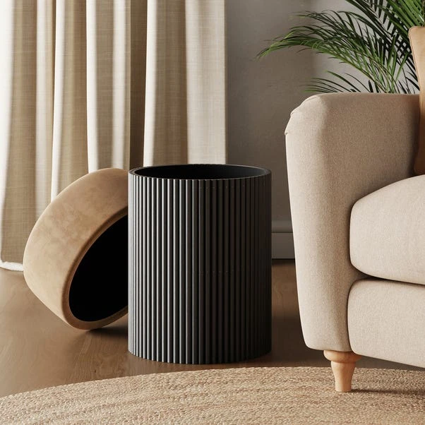 Amari Fluted Wooden Storage Footstool With Caramel Velvet Top 4 Amari Fluted Wooden Storage Footstool With Caramel Velvet Top - Image 2