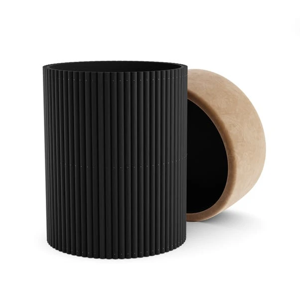 Amari Fluted Wooden Storage Footstool With Caramel Velvet Top 9 Amari Fluted Wooden Storage Footstool With Caramel Velvet Top - Image 7