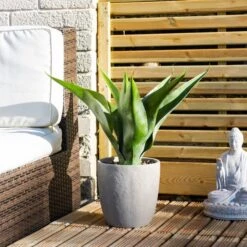 Artificial Agave In Grey Pot