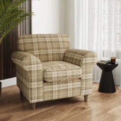 Flori Woven Check Fabric Orkney Armchair 38 Flori Woven Check Fabric Orkney Armchair -Home Luxe Studio 30911201
