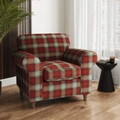 Flori Woven Check Fabric Orkney Armchair 30 Flori Woven Check Fabric Orkney Armchair -Home Luxe Studio 30911202
