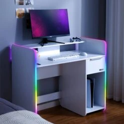 X Rocker Electra Desk With Wireless Charging And LED Lights 22 X Rocker Electra Desk With Wireless Charging And LED Lights -Home Luxe Studio 30911228