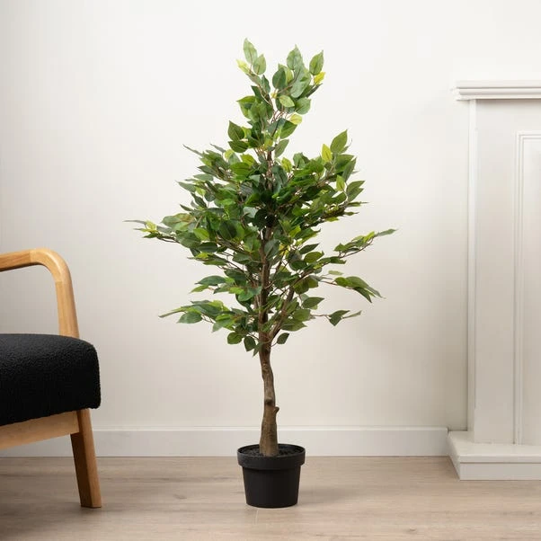 Artificial Mini Ficus Tree In Black Plastic Plant Pot 3 Artificial Mini Ficus Tree In Black Plastic Plant Pot