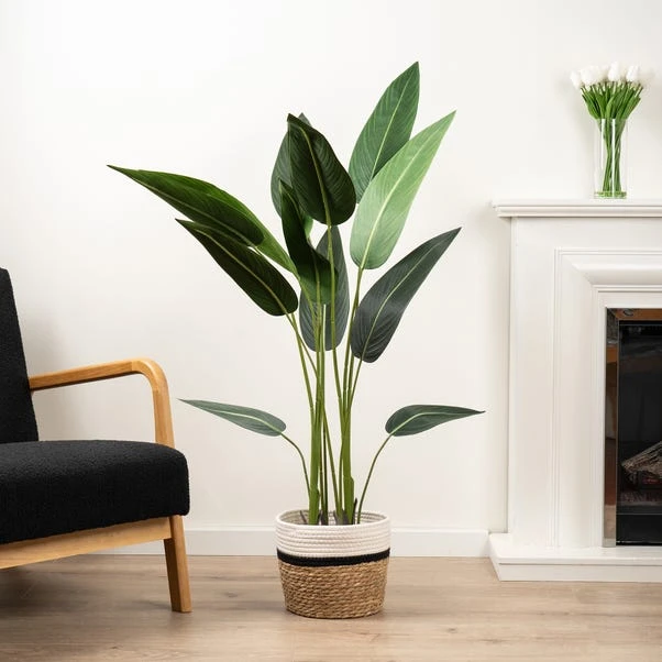 Artificial Bird Of Paradise Tree In Black Plastic Plant Pot 3 Artificial Bird Of Paradise Tree In Black Plastic Plant Pot