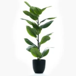 Artificial Real Touch Rubber Tree In Black Plastic Plant Pot 7 Artificial Real Touch Rubber Tree In Black Plastic Plant Pot -Home Luxe Studio 30913535 alt02