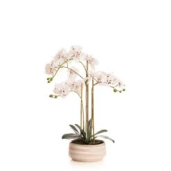 Artificial White Speckled Orchid In Beige Ceramic Plant Pot 17 Artificial White Speckled Orchid In Beige Ceramic Plant Pot -Home Luxe Studio 30913547 alt03