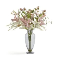 Artificial Floral Bouquet In Curved Glass Vase -Home Luxe Studio 30913775 alt02