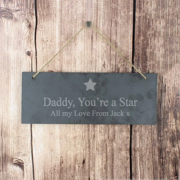 Personalised Star Motif Hanging Slate Plaque 5 Personalised Star Motif Hanging Slate Plaque - Image 3