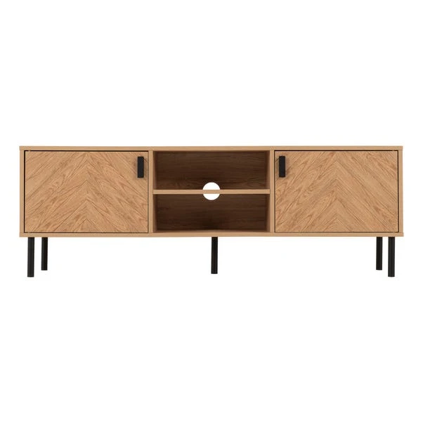 Leon 2 Door TV Unit Stand For TVs Up To 65", Oak Effect 5 Leon 2 Door TV Unit Stand For TVs Up To 65", Oak Effect - Image 3
