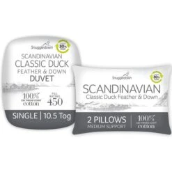Snuggledown Scandinavian Duck Feather & Down 10.5 Tog Duvet And Pillow Pair Set 21 Snuggledown Scandinavian Duck Feather & Down 10.5 Tog Duvet And Pillow Pair Set -Home Luxe Studio 30914702 alt01