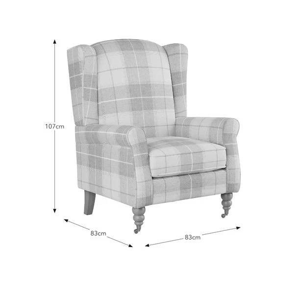 Oswald Grande Check Wingback Armchair 11 Oswald Grande Check Wingback Armchair - Image 9