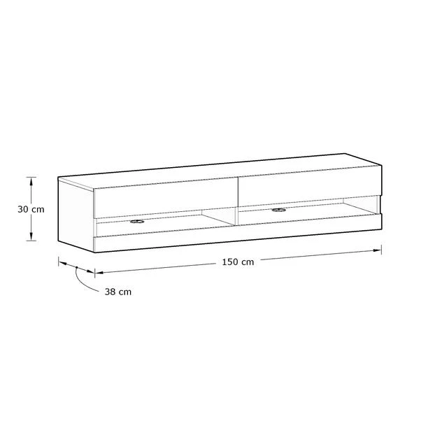 Delta 150cm Floating Wall TV Unit With LEDs For TVs Up To 65" 8 Delta 150cm Floating Wall TV Unit With LEDs For TVs Up To 65" - Image 6