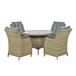 Wentworth 4 Seater Round Highback Comfort Dining Set -Home Luxe Studio 30915665 alt02