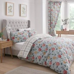 Dreams And Drapes Botanical Fruits Reversible Duvet Cover And Pillowcase Set -Home Luxe Studio 30916065