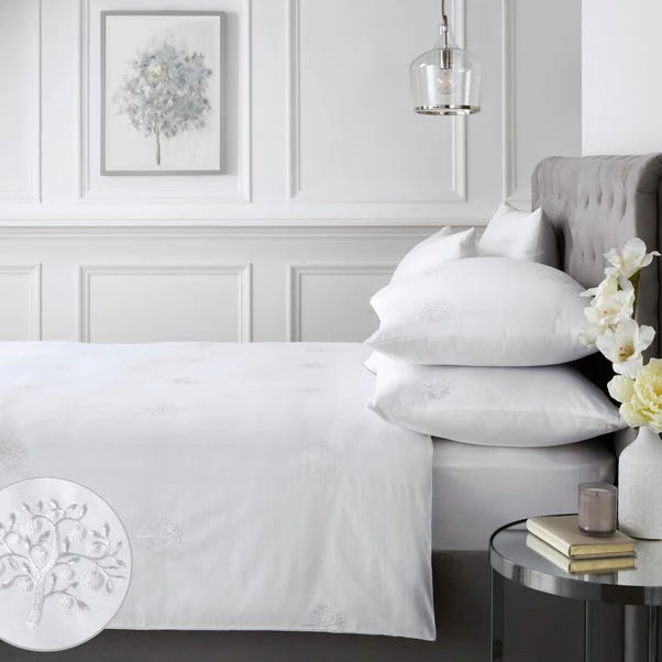 Appletree Boutique Embroidered Tree 200 Thread Count Cotton Duvet Cover And Pillowcase Set 6 Appletree Boutique Embroidered Tree 200 Thread Count Cotton Duvet Cover And Pillowcase Set - Image 4