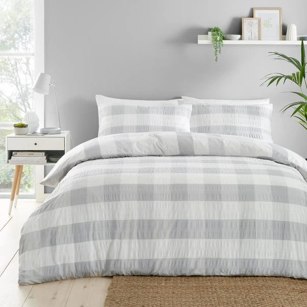 Fusion Seersucker Gingham Duvet Cover And Pillowcase Set 9 Fusion Seersucker Gingham Duvet Cover And Pillowcase Set - Image 7