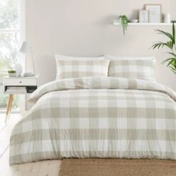 Fusion Seersucker Gingham Duvet Cover And Pillowcase Set