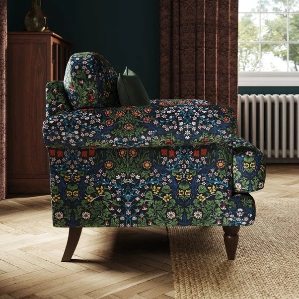 Jolene William Morris Blackthorn Print Velvet Snuggle Chair 4 Jolene William Morris Blackthorn Print Velvet Snuggle Chair - Image 2
