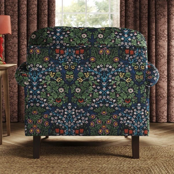 Jolene William Morris Blackthorn Print Velvet Snuggle Chair 5 Jolene William Morris Blackthorn Print Velvet Snuggle Chair - Image 3