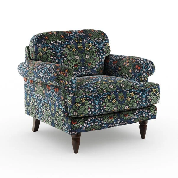 Jolene William Morris Blackthorn Print Velvet Snuggle Chair 8 Jolene William Morris Blackthorn Print Velvet Snuggle Chair - Image 6