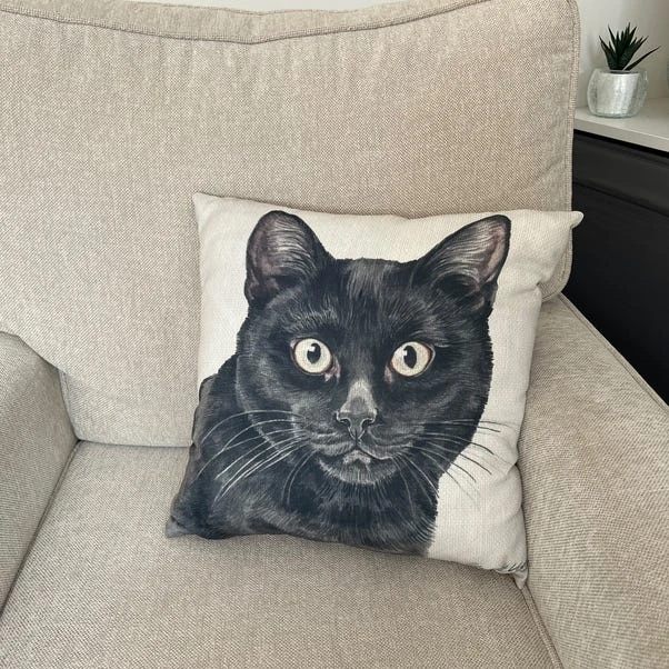 Christine Varley Black Cat Square Cushion 3 Christine Varley Black Cat Square Cushion