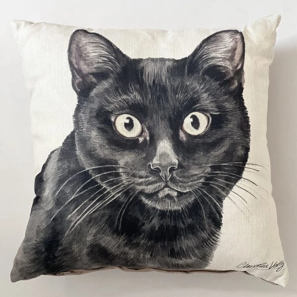 Christine Varley Black Cat Square Cushion 4 Christine Varley Black Cat Square Cushion - Image 2