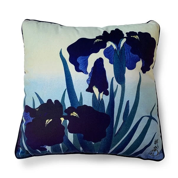 The Art Group Ohara Koson Iris Flowers Velvet Square Cushion 3 The Art Group Ohara Koson Iris Flowers Velvet Square Cushion