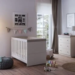 Little Acorns Burlington Cot Bed And 3 Drawer Chest Nursery Set -Home Luxe Studio 30919385