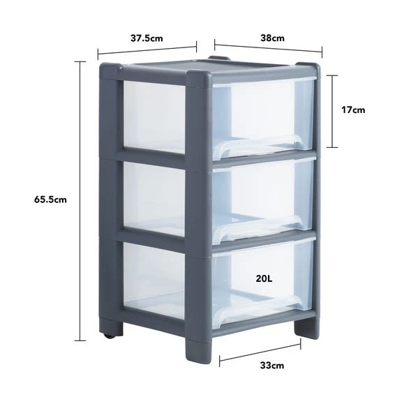 Wham Graphite Deep 3 Drawer Unit 8 Wham Graphite Deep 3 Drawer Unit - Image 6