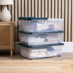 Wham 32L Set Of 3 Underbed Storage Box With Wheels & Lid