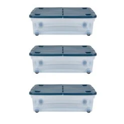 Wham 32L Set Of 3 Underbed Storage Box With Wheels & Lid -Home Luxe Studio 30920838 alt03