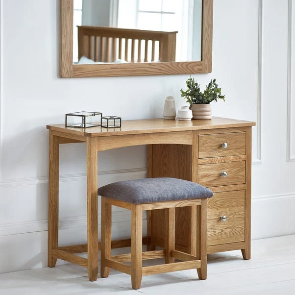 Jenkins Single Dressing Table And Stool, Oak 3 Jenkins Single Dressing Table And Stool, Oak