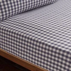 Portloe Gingham Woven Cotton Fitted Sheet 40 Portloe Gingham Woven Cotton Fitted Sheet -Home Luxe Studio 30921092