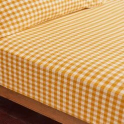 Portloe Gingham Woven Cotton Fitted Sheet 39 Portloe Gingham Woven Cotton Fitted Sheet -Home Luxe Studio 30921093