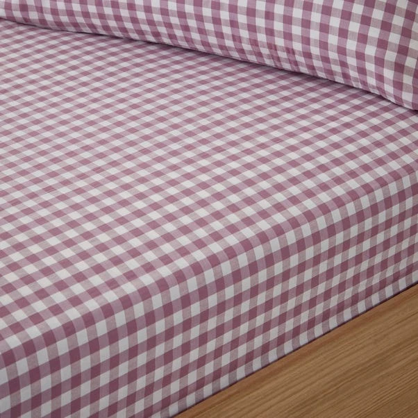 Portloe Gingham Woven Cotton Fitted Sheet 3 Portloe Gingham Woven Cotton Fitted Sheet