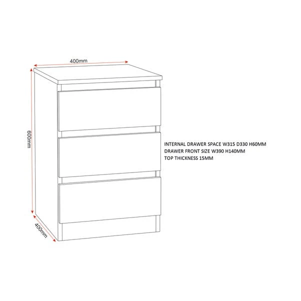 Walker 3 Drawer Bedside Table 10 Walker 3 Drawer Bedside Table - Image 8