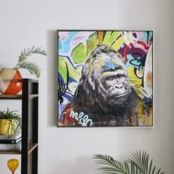 Graffiti Gorilla Framed Canvas