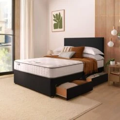 Silentnight Divan Bed With Fabric Paris Headboard -Home Luxe Studio 30922926 alt01