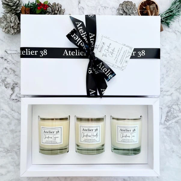 Atelier 38 Christmas Spice, Christmas Hearth, & Christmas Tree Soy Candle Gift Set 3 Atelier 38 Christmas Spice, Christmas Hearth, & Christmas Tree Soy Candle Gift Set