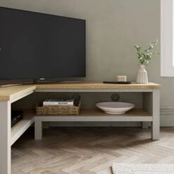 Olney Open Corner TV Unit For TVs Up To 55", Stone 10 Olney Open Corner TV Unit For TVs Up To 55", Stone -Home Luxe Studio 30924848 alt01