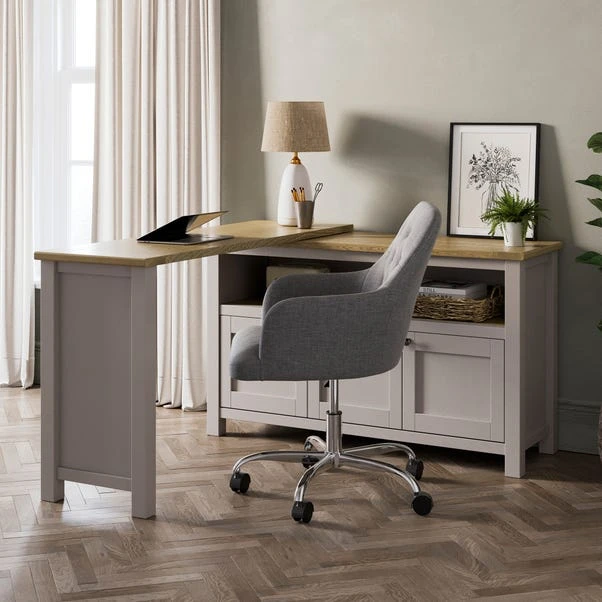 Olney Swivel Desk, Stone 5 Olney Swivel Desk, Stone - Image 3