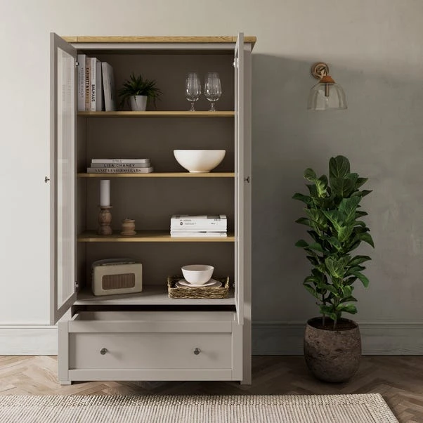 Olney Display Cabinet, Stone 4 Olney Display Cabinet, Stone - Image 2