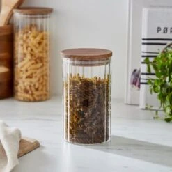 Acacia Ribbed Glass Jar 8 Acacia Ribbed Glass Jar -Home Luxe Studio 30925122