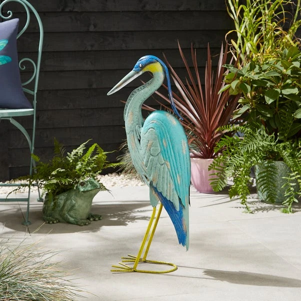 Blue & Gold Iron Crane Ornament 3 Blue & Gold Iron Crane Ornament